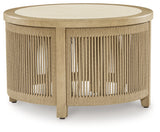 Spooners Cove Beige Outdoor Coffee Table from Ashley - Luna Furniture