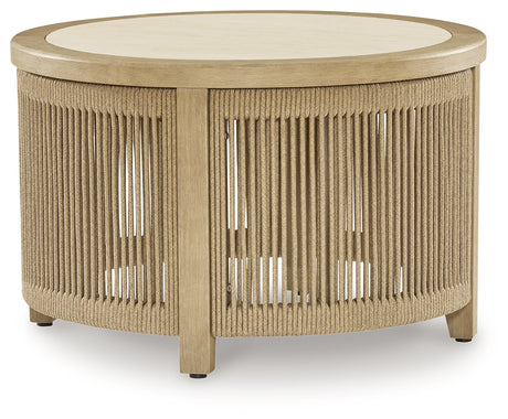 Spooners Cove Beige Outdoor Coffee Table from Ashley - Luna Furniture