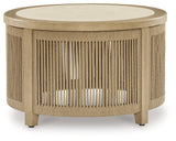 Spooners Cove Beige Outdoor Coffee Table from Ashley - Luna Furniture
