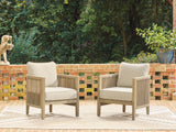 Spooners Cove Beige Outdoor Lounge Chair with Cushion (Set of 2) from Ashley - Luna Furniture