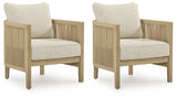 Spooners Cove Beige Outdoor Lounge Chair with Cushion (Set of 2) from Ashley - Luna Furniture
