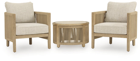 Spooners Cove Beige Outdoor Seating Set from Ashley - Luna Furniture