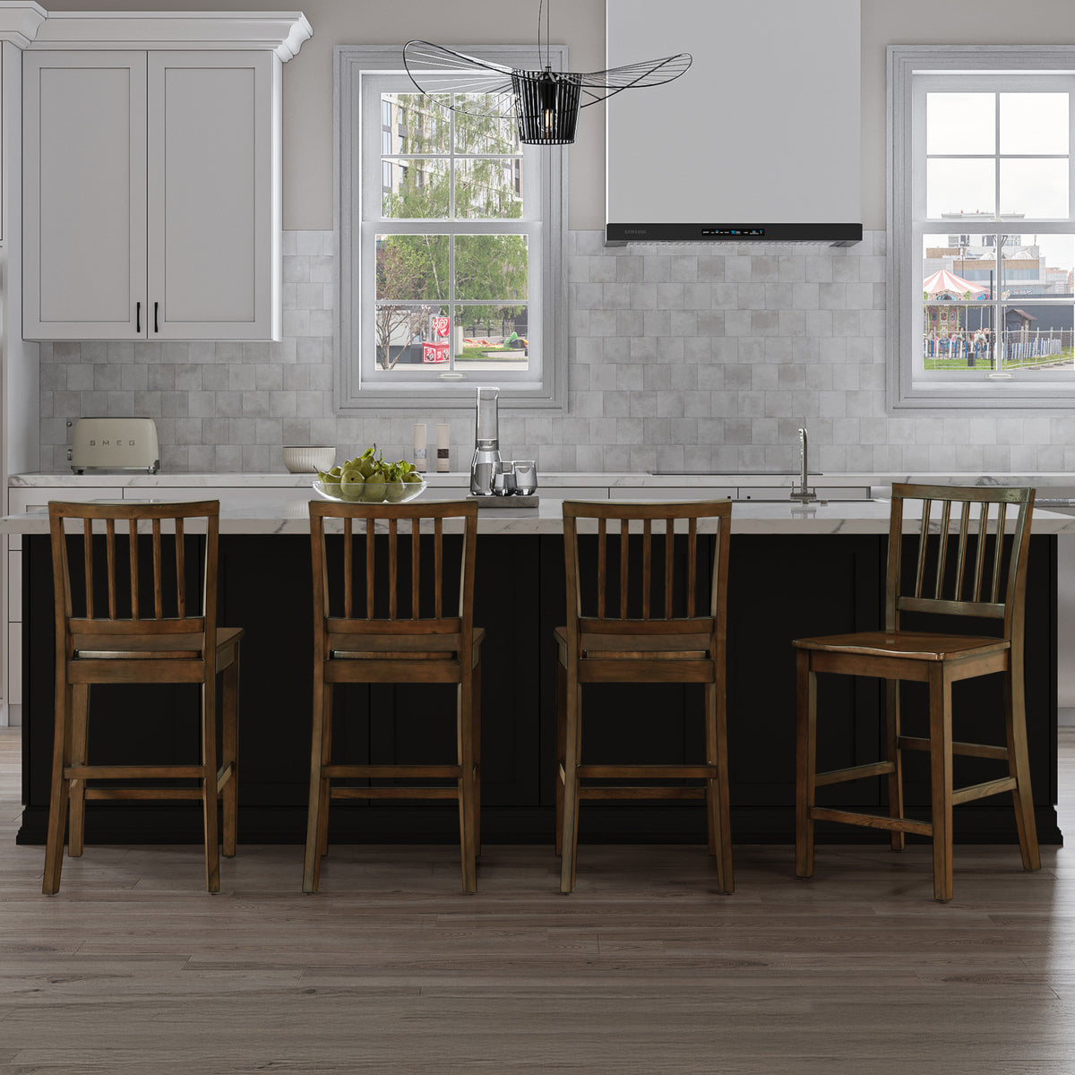 Joplin Walnut Solid Wood 24" Farmhouse Counter Height Stool, Set of 2 from Steve Silver - Luna Furniture