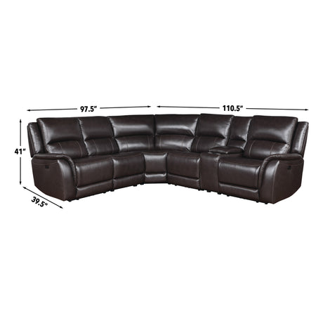 Alexandria Chocolate Top-Grain Leather 6-Piece Power Reclining Set from Steve Silver - Luna Furniture