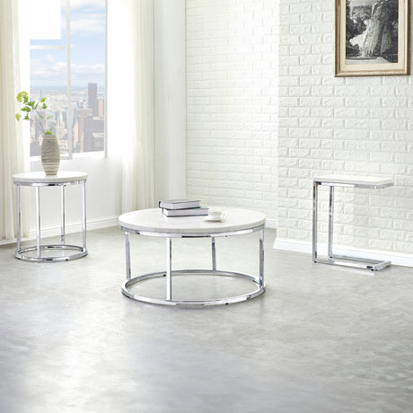 Echo White Marble Top Round Cocktail Table from Steve Silver - Luna Furniture