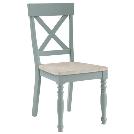 Darcy Solid Wood Side Chair, Mint Green and Natural Finish, Set of 2 from Steve Silver - Luna Furniture