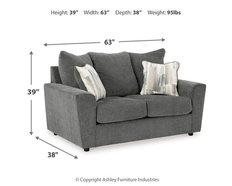 Stairatt Sofa, Loveseat, Chair and Ottoman in Gravel from Ashley - Luna Furniture