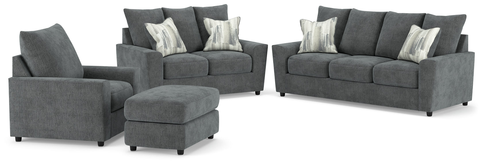 Stairatt Sofa, Loveseat, Chair and Ottoman in Gravel from Ashley Furniture - Luna Furniture