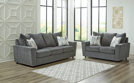 Stairatt Sofa, Loveseat, Chair and Ottoman in Gravel from Ashley - Luna Furniture