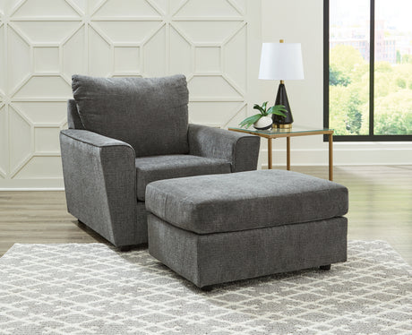 Stairatt Sofa, Loveseat, Chair and Ottoman in Gravel from Ashley - Luna Furniture