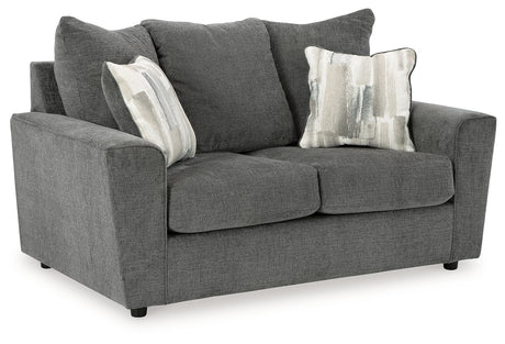 Stairatt Sofa, Loveseat, Chair and Ottoman in Gravel from Ashley - Luna Furniture