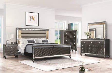 Stars Charcoal LED 5-Piece Queen Bedroom Set from Happy Homes - Luna Furniture