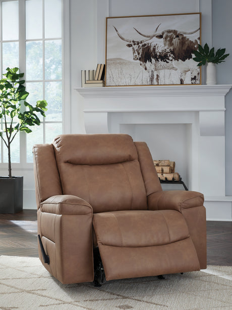Status Check Caramel Recliner from Ashley - Luna Furniture