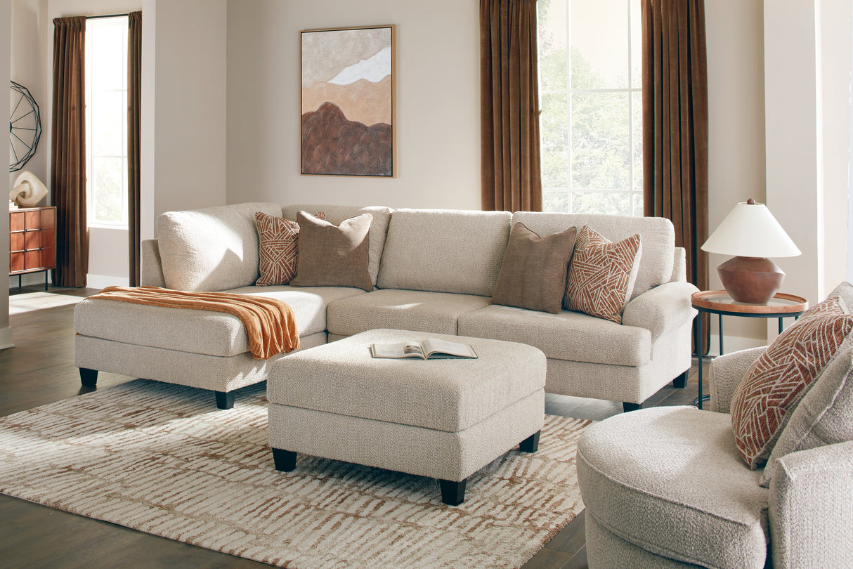 Steelwater Retreat 2-Piece Sectional with Chaise and Oversized Accent Ottoman in Latte from Ashley Furniture - Luna Furniture