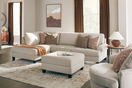 Steelwater Retreat 2-Piece Sectional with Chaise and Oversized Accent Ottoman in Latte from Ashley - Luna Furniture