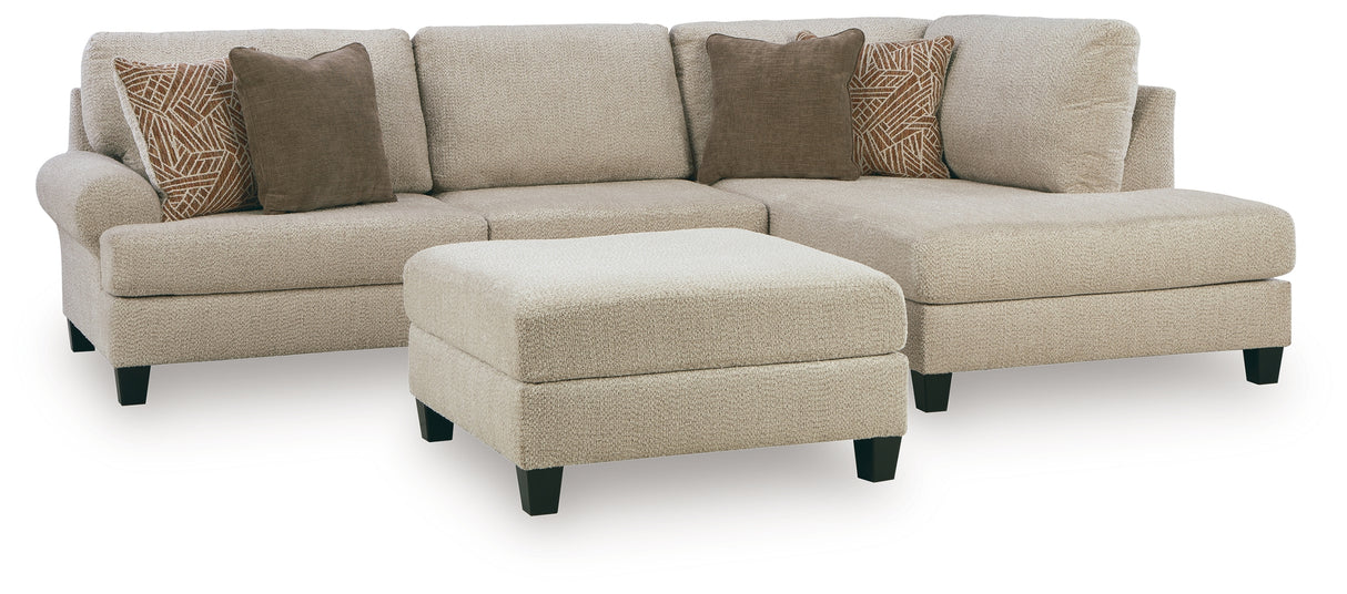 Steelwater Retreat 2-Piece Sectional with Chaise and Oversized Accent Ottoman in Latte from Ashley Furniture - Luna Furniture