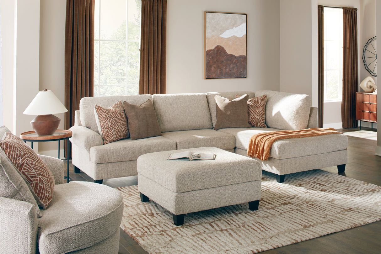 Steelwater Retreat 2-Piece Sectional with Chaise and Oversized Accent Ottoman in Latte from Ashley Furniture - Luna Furniture
