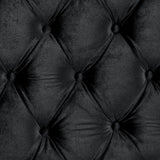 Stefania Black tufted upholstery detail, black diamond-button pattern, close-up