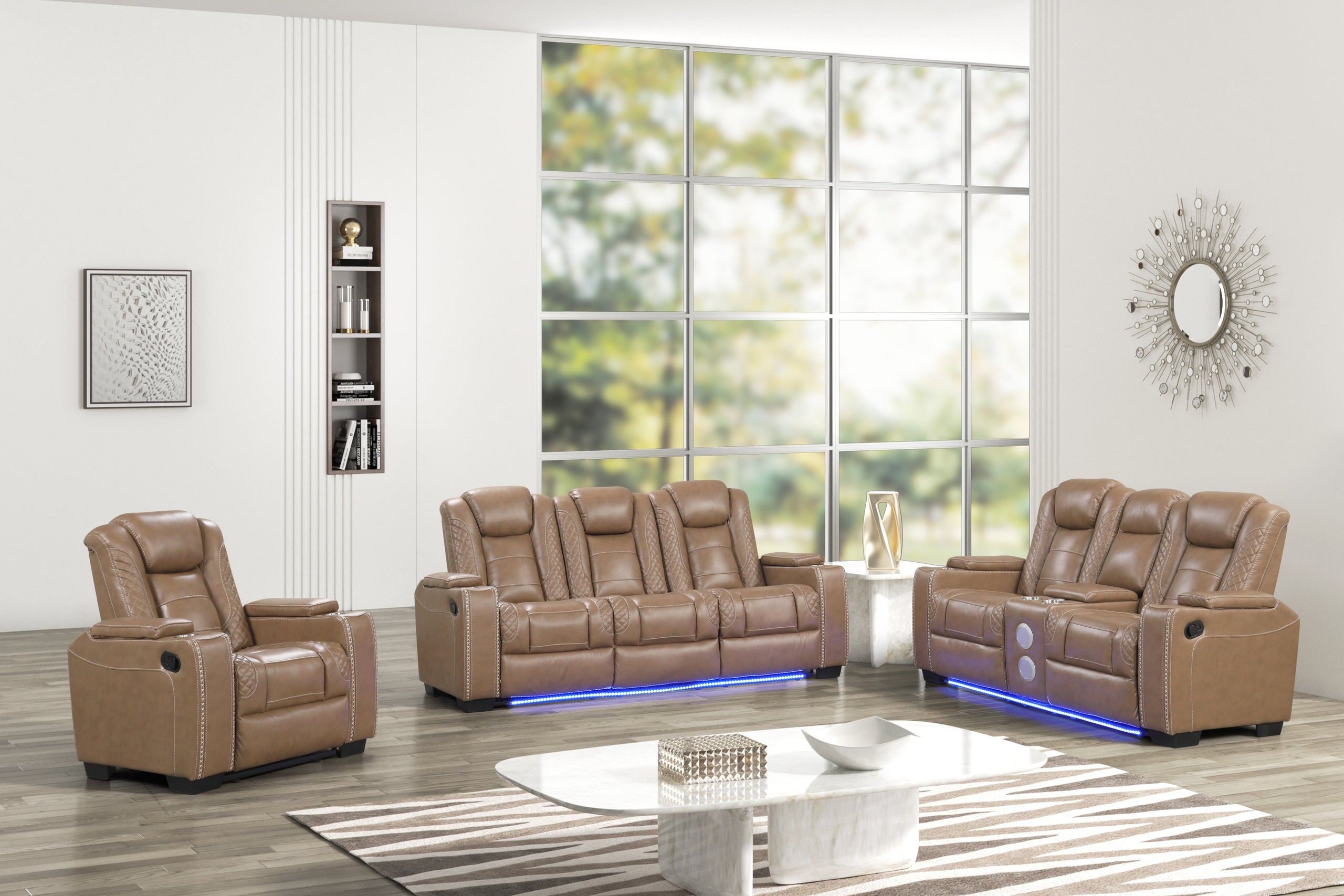 Stefano Brown 3-Piece Reclining Living Room Set – Luna Furniture
