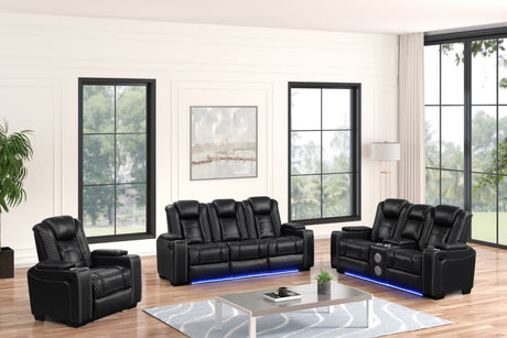 Stefano Black 3-Piece Reclining Living Room Set from Happy Homes - Luna Furniture