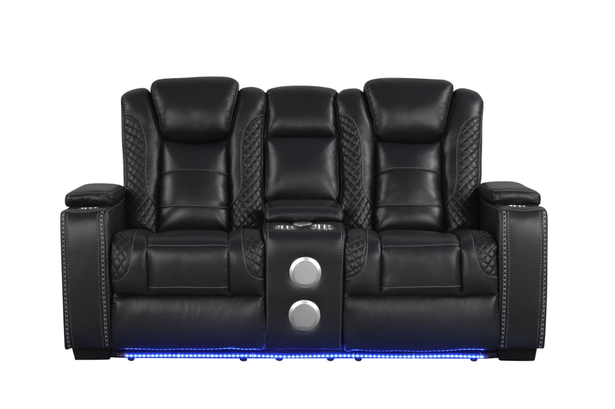 Stefano Black 3-Piece Reclining Living Room Set from Happy Homes - Luna Furniture
