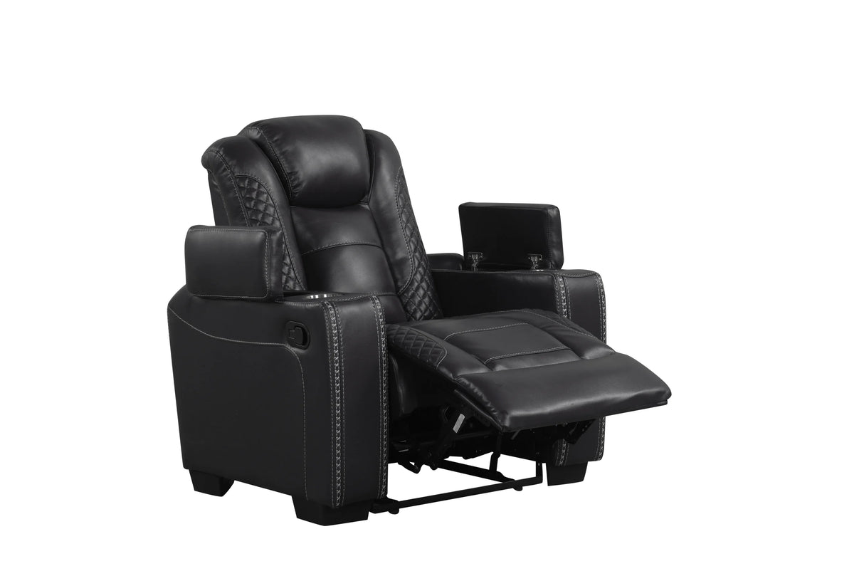 Stefano Black 3-Piece Reclining Living Room Set from Happy Homes - Luna Furniture