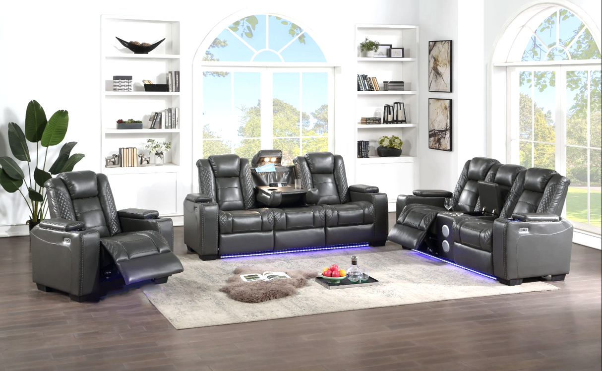 Stefano Gray 3-Piece Reclining Living Room Set from Happy Homes - Luna Furniture