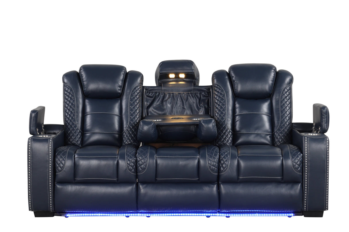 Stefano Blue 3-Piece Reclining Living Room Set from Happy Homes - Luna Furniture