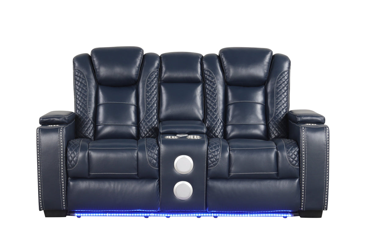 Stefano Blue 3-Piece Reclining Living Room Set from Happy Homes - Luna Furniture
