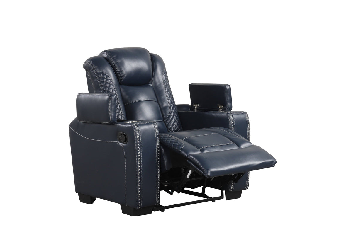 Stefano Blue 3-Piece Reclining Living Room Set from Happy Homes - Luna Furniture