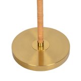 Stellar Wood Rattan Tube , Gold Brass Metal and White Linen Shade Floor Lamp from Midinmod - Luna Furniture