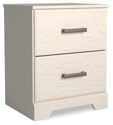 Stelsie Queen Panel Bed with Mirrored Dresser and Nightstand in White from Ashley Furniture - Luna Furniture