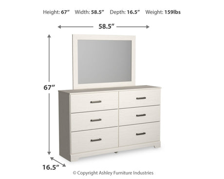 Stelsie White Queen Panel Bed with Mirrored Dresser and Nightstand from Ashley - Luna Furniture