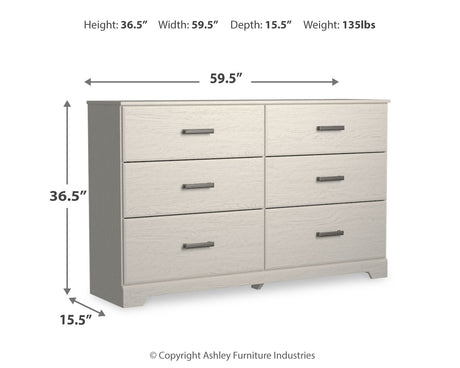 Stelsie Twin Panel Bed with Dresser in White from Ashley - Luna Furniture