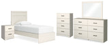 Stelsie Twin Panel Bed with Mirrored Dresser, Chest and Nightstand in White from Ashley - Luna Furniture