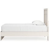 Stelsie Twin Panel Bed with Mirrored Dresser in White from Ashley - Luna Furniture