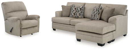 Stonemeade Taupe Sofa Chaise and Recliner from Ashley - Luna Furniture