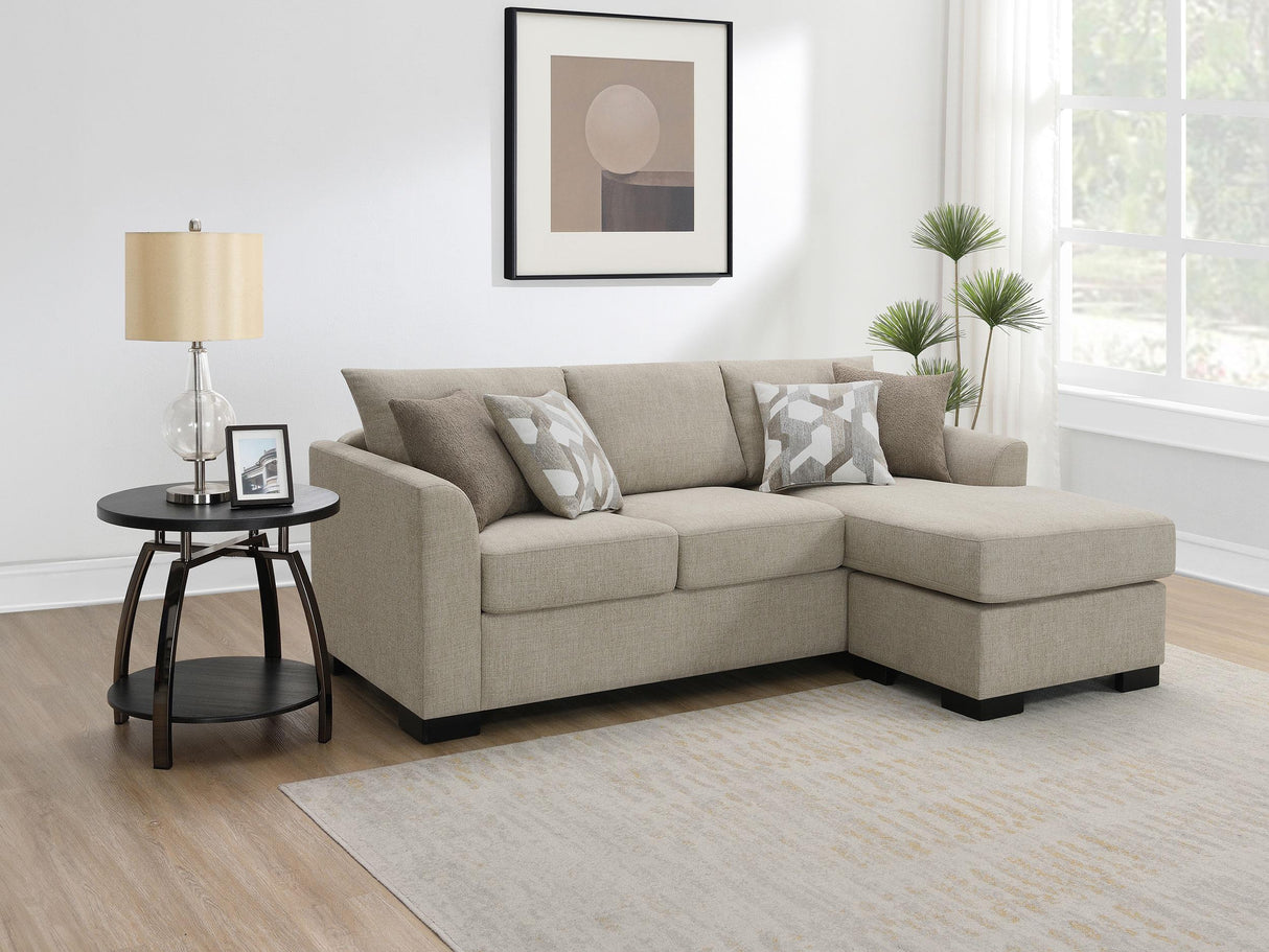 Storey Camel Upholstered Sleeper Sectional Chaise Sofa from Coaster - Luna Furniture