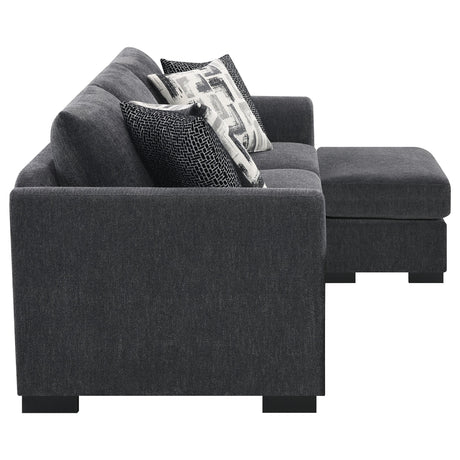 Storey Dark Gray Upholstered Sleeper Sectional Chaise Sofa from Coaster - Luna Furniture