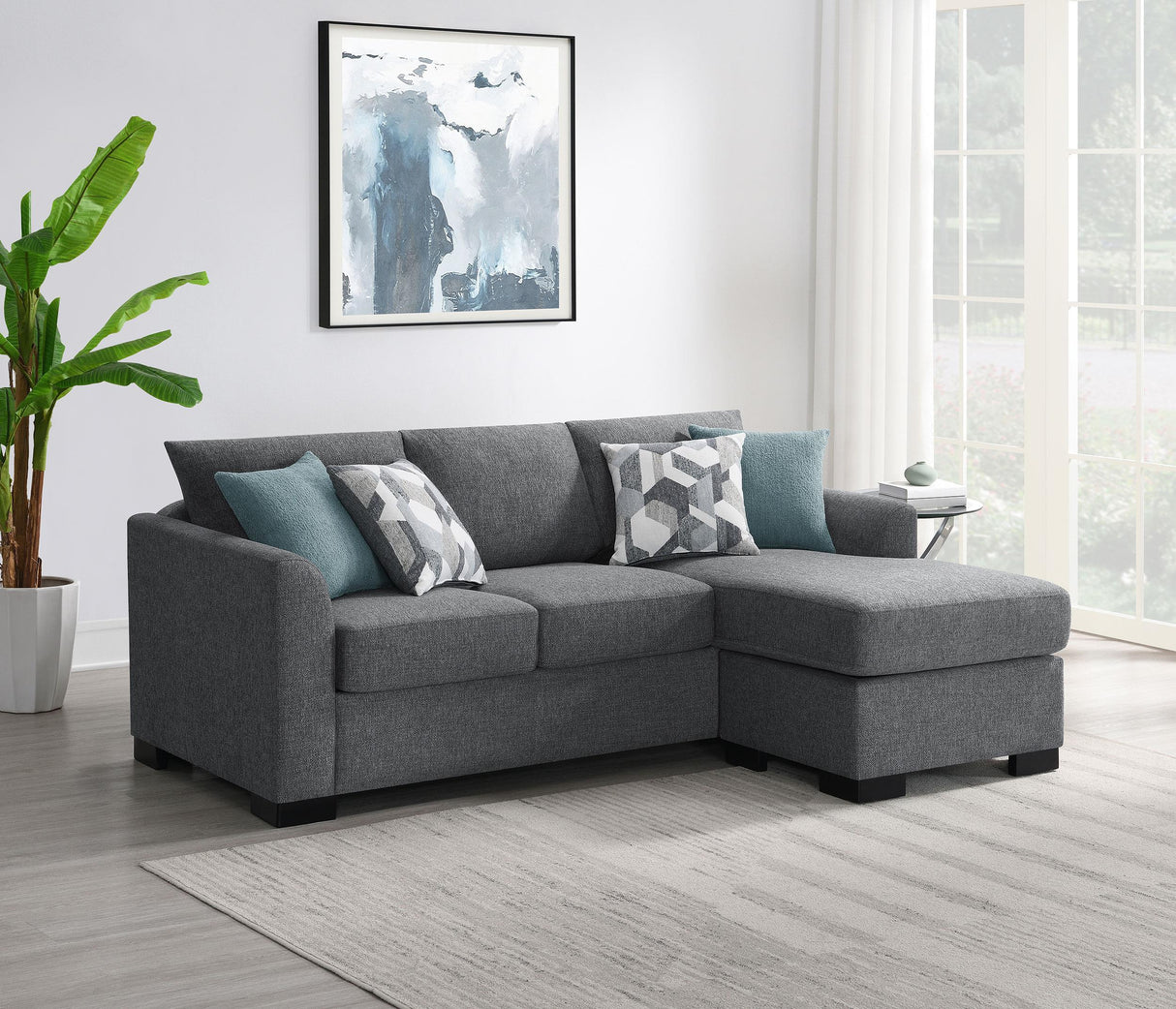 Storey Gray Upholstered Sleeper Sectional Chaise Sofa from Coaster - Luna Furniture