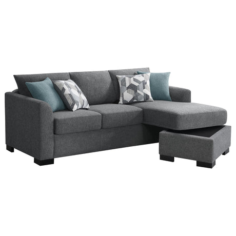 Storey Gray Upholstered Sleeper Sectional Chaise Sofa from Coaster - Luna Furniture