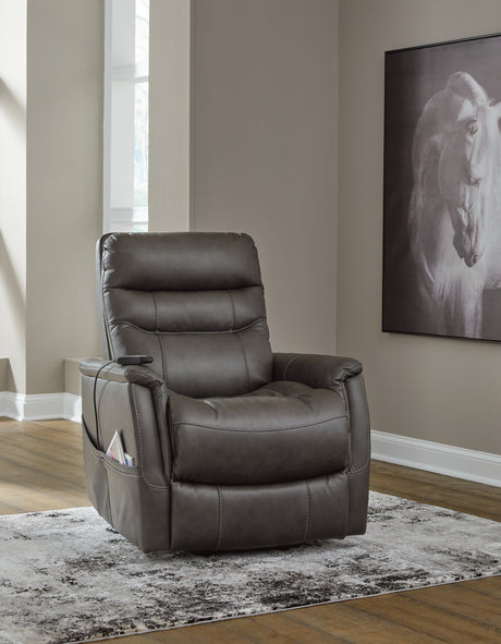 Strawbill Shadow Power Lift Recliner from Ashley - Luna Furniture