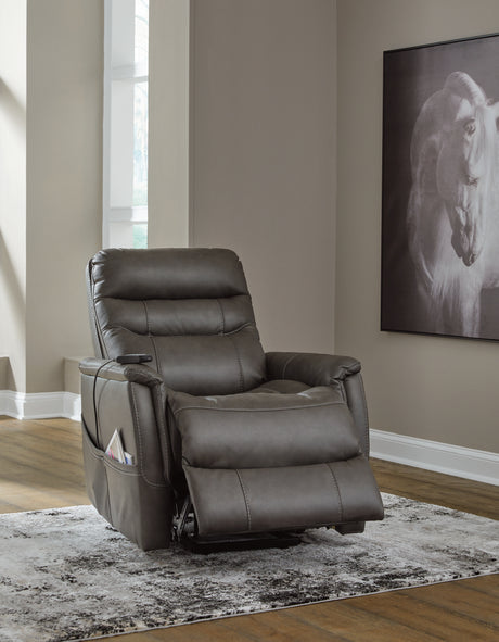 Strawbill Shadow Power Lift Recliner from Ashley - Luna Furniture