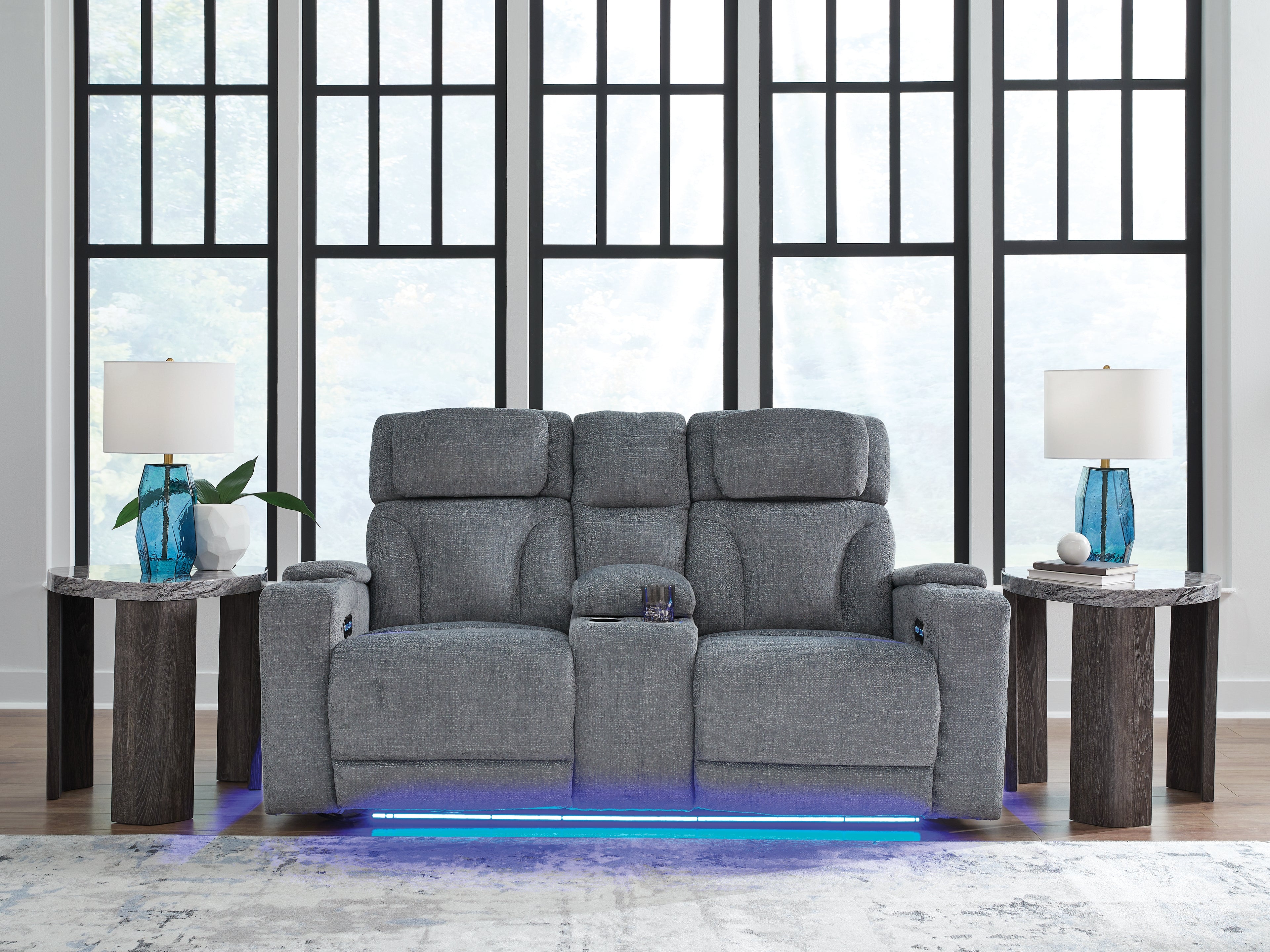 Studio Cave Steel Power Reclining Loveseat with Console – Luna