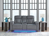 Studio Cave Steel Power Reclining Loveseat with Console from Ashley - Luna Furniture