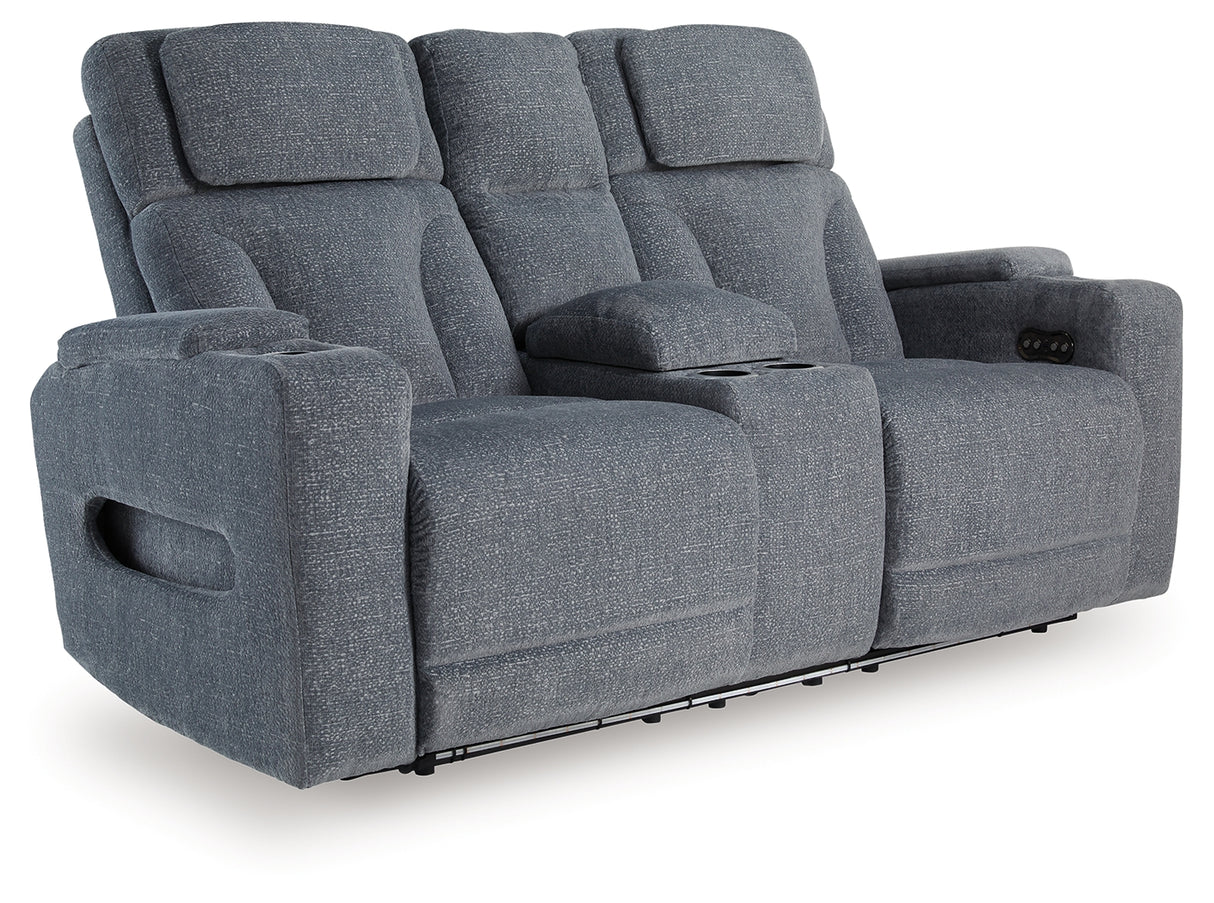 Studio Cave Steel Power Reclining Loveseat with Console from Ashley - Luna Furniture