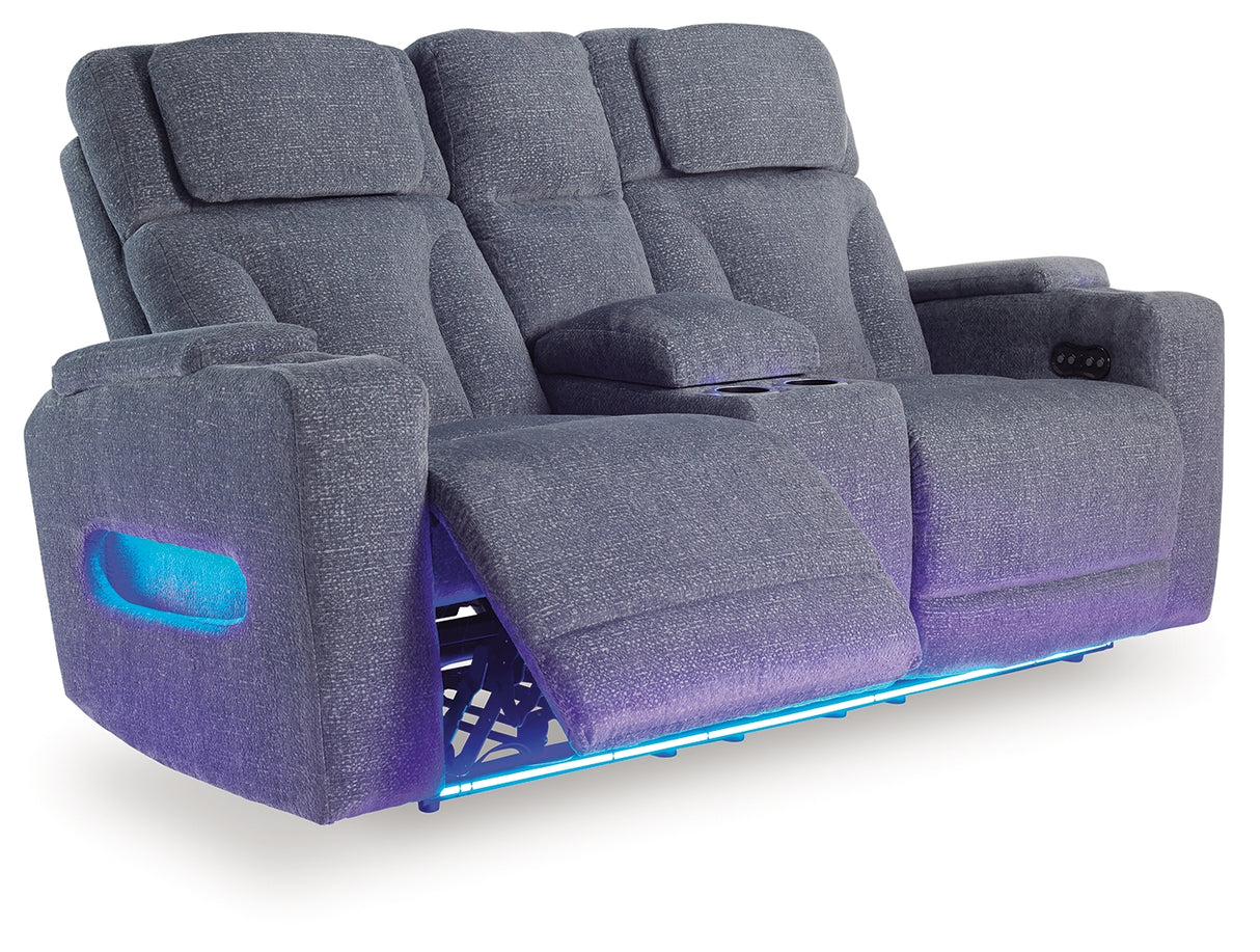 Studio Cave Steel Power Reclining Loveseat with Console from Ashley - Luna Furniture