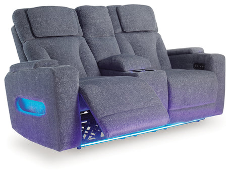 Studio Cave Steel Power Reclining Loveseat with Console from Ashley - Luna Furniture