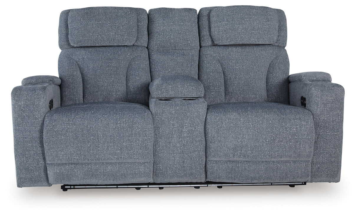 Studio Cave Steel Power Reclining Loveseat with Console from Ashley - Luna Furniture