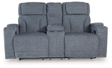 Studio Cave Steel Power Reclining Loveseat with Console from Ashley - Luna Furniture